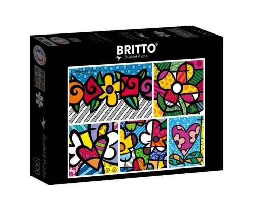 Romero Britto - Collage: Hearts and Flowers