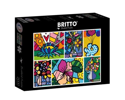 Romero Britto - Collage: Flowers